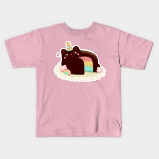 Rainbow Cat Celebration Chocolate Cake Kids T-Shirt